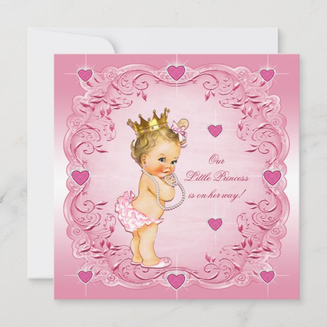 Invitation Petit baby shower romantique de princesse Love (Devant)