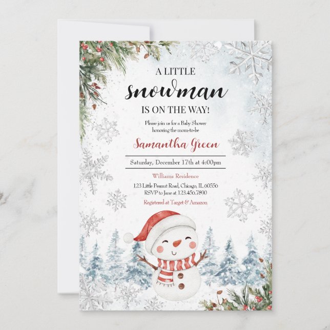 Invitation Petit Baby shower Snowman (Devant)