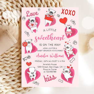 Invitation Petit Baby shower Valentine Puppy