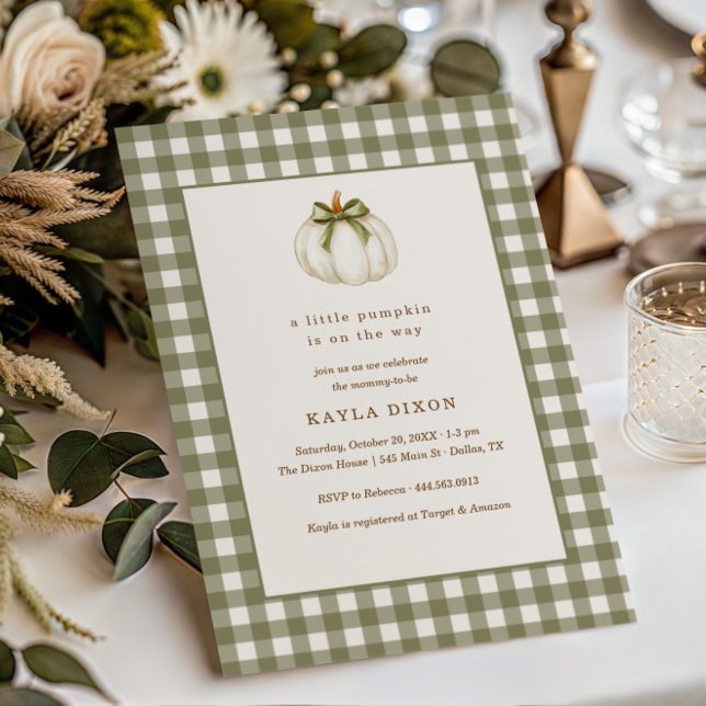 Invitation Petit Baby shower vert Citrouille neutre pour les  (Créateur téléchargé)