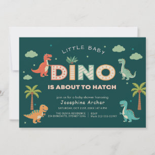 Invitation Petit bébé Dino sur le point d'éclore Fête prénata