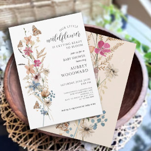 Invitation Petit Bébé Fleur sauvage Dans Le Baby shower En Fl
