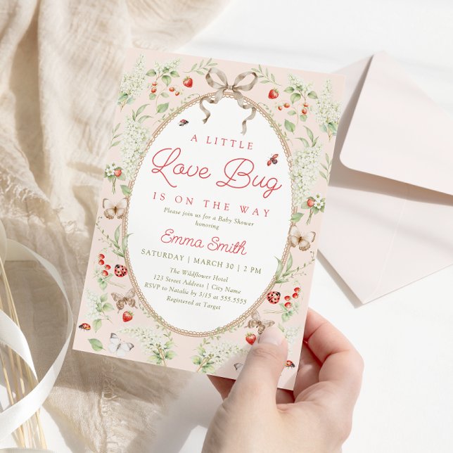 Invitation Petit Bébé Love Bug Fête Rustique pour l'Arrivée d (Créateur téléchargé)