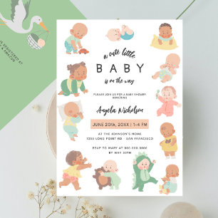 Invitation Petit Bébé mignon Sur Le Chemin Baby shower Aquare