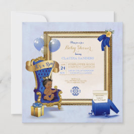 Invitation Petit bleu royal de prince Crown Gold de bébé