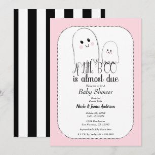 Invitation Petit BOO à cause du fantôme d'Halloween rose Baby