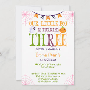 Invitation Petit Boo à trois Halloween 3e anniversaire