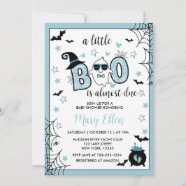 INVITATION PETIT BOO BLUE HALLOWEEN BABY SHOWER