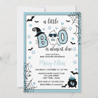 INVITATION PETIT BOO BLUE HALLOWEEN BABY SHOWER