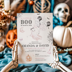 Invitation Petit Boo Cute Ghost Halloween Baby Girl Douche