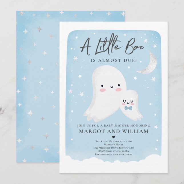 Invitation Petit Boo Douche Halloween Baby shower fantôme (Devant / Derrière)