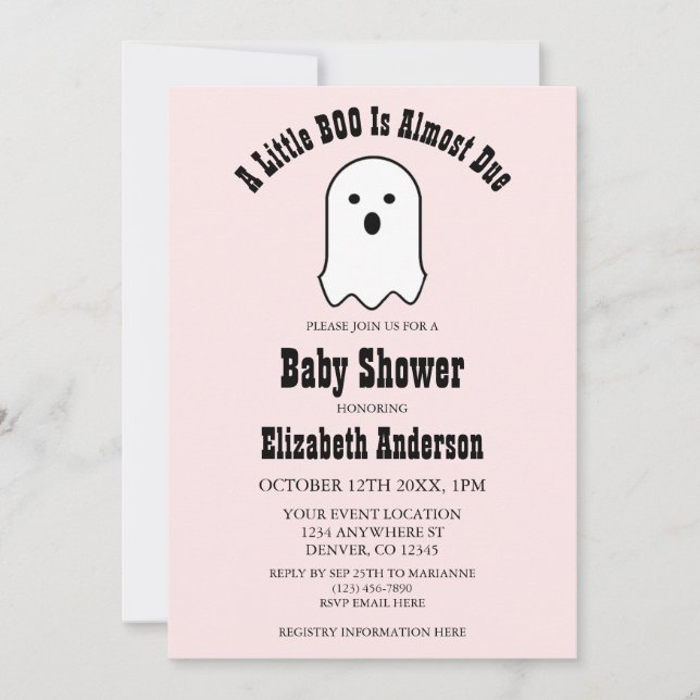 Invitation Petit BOO Sur Le Chemin Baby shower Fantôme Hallow (Devant)