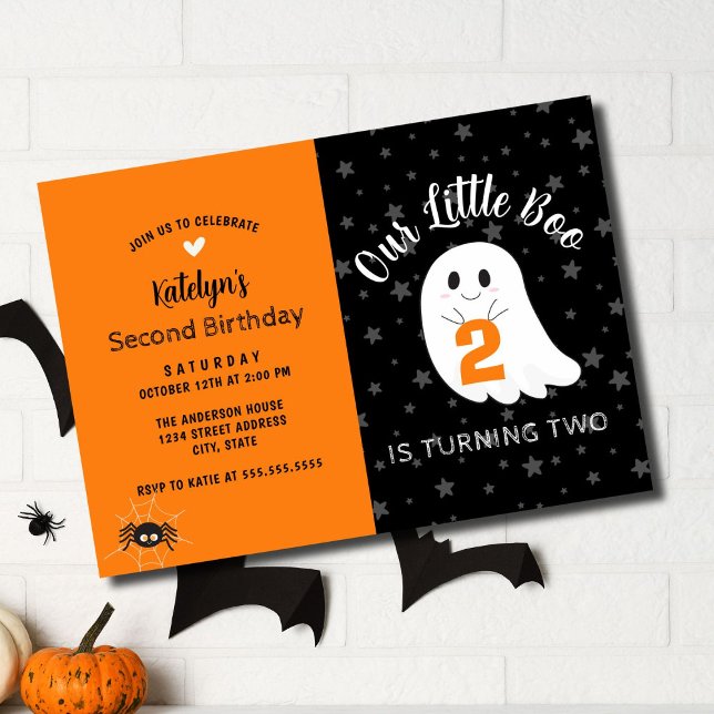 Invitation Petit Boo Turner 2 Halloween Deuxième Anniversaire (Créateur téléchargé)