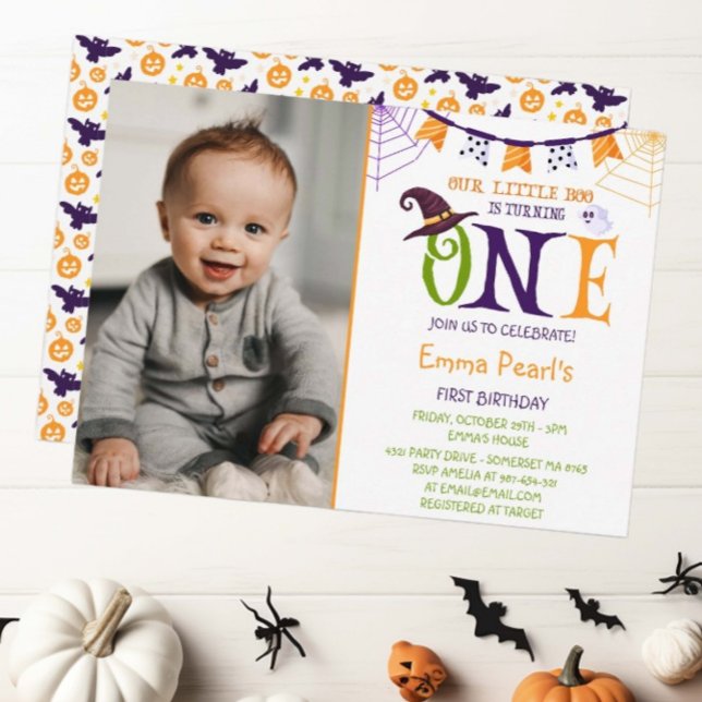Invitation Petit Boo Turning One, Halloween Photo Anniversair (Créateur téléchargé)