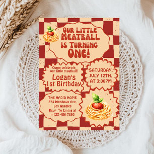 Invitation Petit Boulet de Viande 1er Anniversaire Rétro Dami