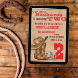 Invitation Petit Buckaroo Deux, Anniversaire Western 2 ans