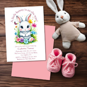 Invitation Petit Bunny Jardin Fleur sauvage Baby shower de Pâ