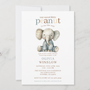 Invitation Petit Cacahuète En Route Baby Shower Éléphant