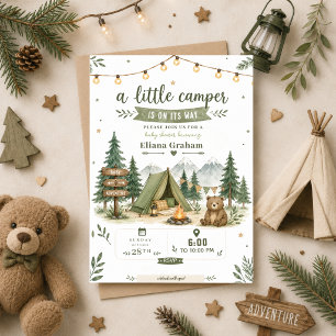 Invitation Petit campeur Baby Shower Bois garçon extérieur
