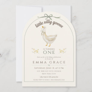 Invitation Petit Canard Rigolo Vert Sauge Premier Anniversair