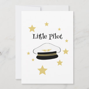 Invitation Petit casquette de pilote blanc, étoiles d'or, inv