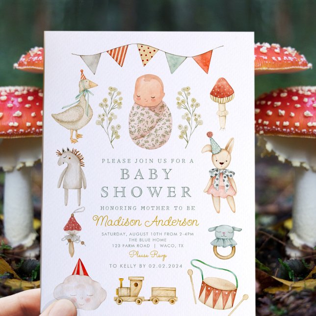 Invitation Petit champignon Baby shower Woodland (Créateur téléchargé)