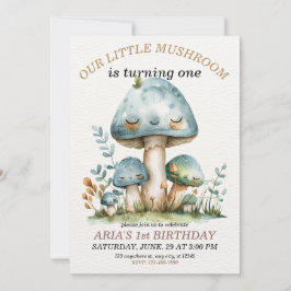 Invitation Petit champignon de la forêt lunaire, 1er annivers