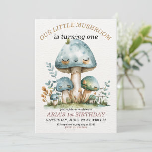 Invitation Petit champignon de la forêt lunaire, 1er annivers
