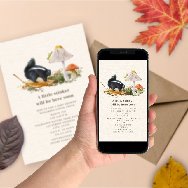 Invitation Petit Champignon puant Bois Baby shower de la peau (Créateur téléchargé)