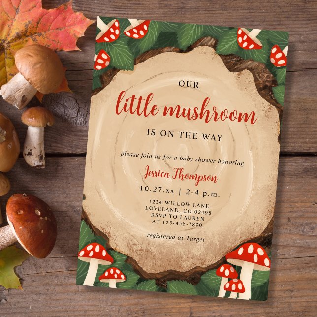 Invitation Petit Champignons Baby shower boisé mignon (Créateur téléchargé)