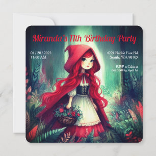 Invitation Petit chaperon rouge Forêt sombre Anniversaire