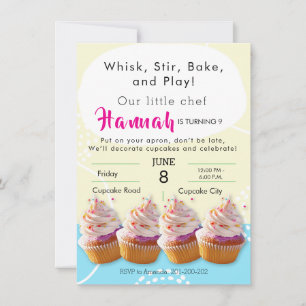 Invitation Petit Chef Cupcake Baking Anniversaire