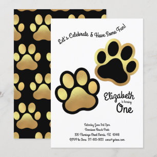 Invitation Petit Chien Empreinte de patte Enfants 1er anniver