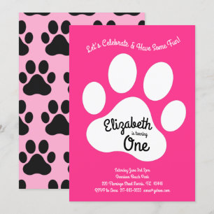 Invitation Petit Chien Empreinte de patte Enfants 1er anniver