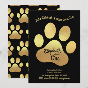 Invitation Petit Chien Empreinte de patte Enfants 1er anniver