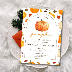 Invitation Petit Citrouille 1er Anniversaire Fête d'Automne