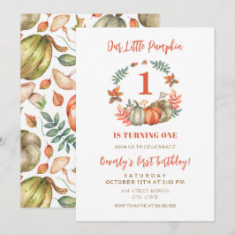 Invitation Petit Citrouille à un automne 1er anniversaire