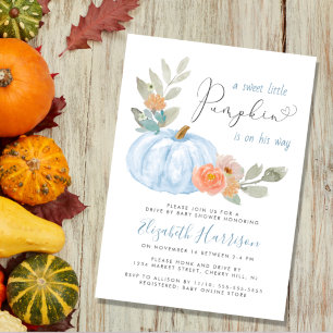 Invitation Petit Citrouille Aquarelle Boy Drive Par Baby show