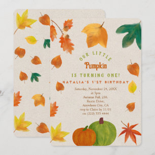 Invitation Petit Citrouille Automne Automne 1er Anniversaire 