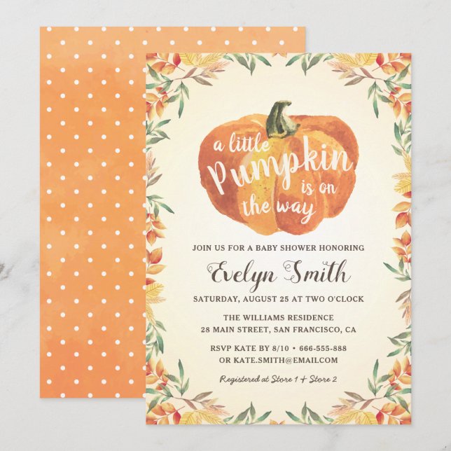 Invitation Petit Citrouille Automne Automne Baby shower neutr (Devant / Derrière)