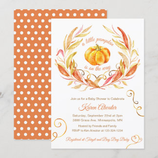 Invitation Petit Citrouille Automne Baby shower d'automne Inv