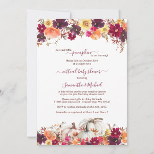 Invitation Petit Citrouille Automne Floral Baby shower virtue