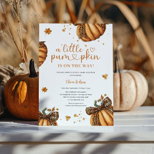 Invitation Petit Citrouille Automne Minimaliste Rétro Leopard