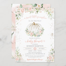 Invitation Petit Citrouille, Baby shower d'automne rose