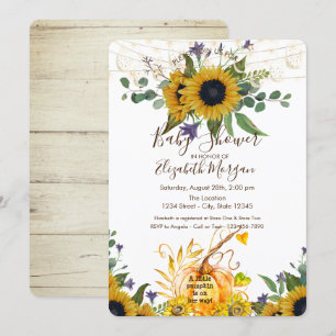 Invitation Petit Citrouille, Baby shower de tournesols en boi
