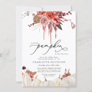 Invitation Petit Citrouille Blush Fall Girl Baby shower flora