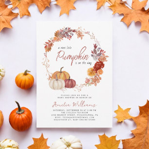 Invitation Petit Citrouille Boho Fête de Naissance Mixte Bébé