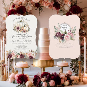 Invitation Petit Citrouille Bourgogne Floral Baby shower Rose