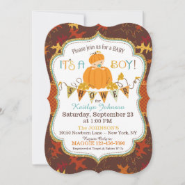Invitation Petit Citrouille Boy Fall Feuilles Baby shower