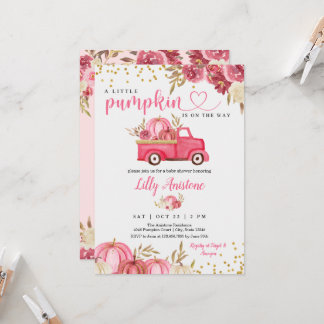 Invitation Petit Citrouille Camion Chute bébé Fille Douche